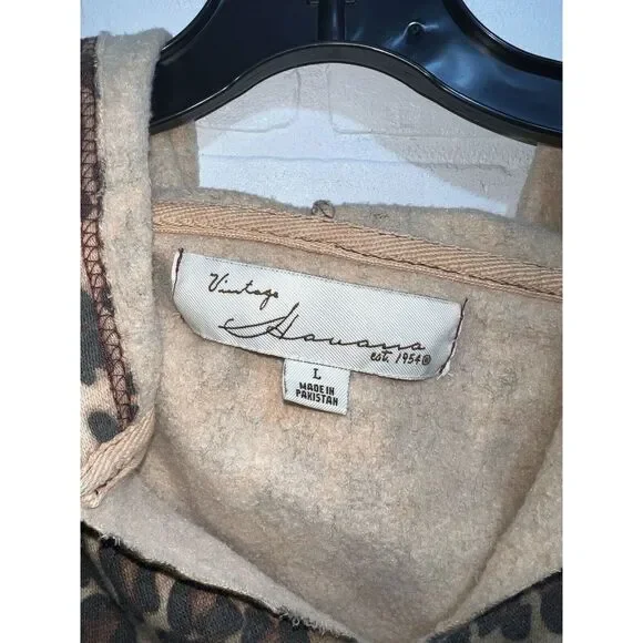 Vintage Havana Leopard Print Cotton-Blend Hoodie - Size large $99 - Picture 2 of 5